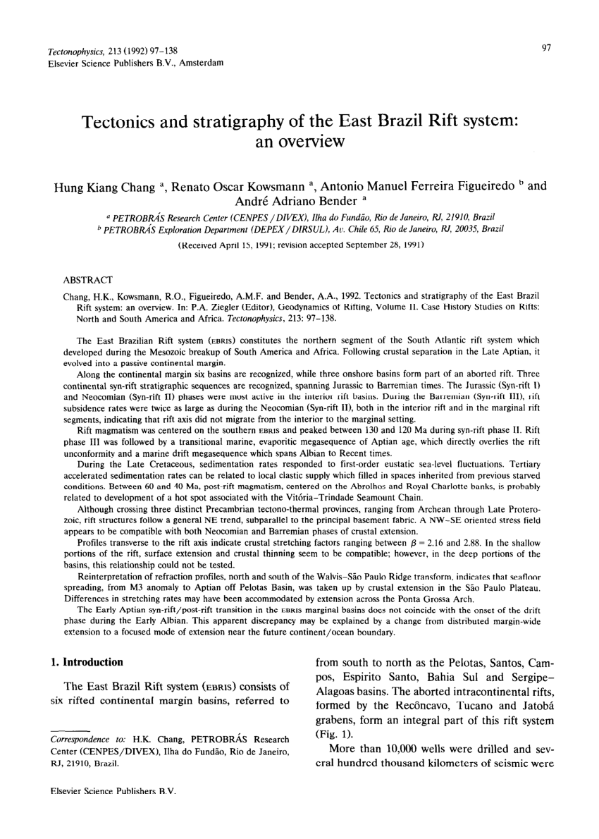 Pdf Tectonics And Stratigraphy Of The East Brazil Rift System An Overview