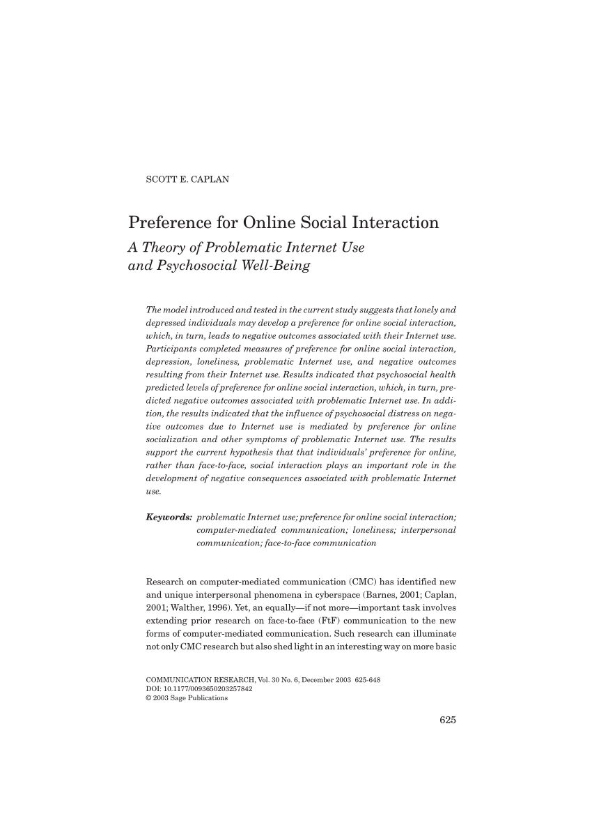 Pdf Preference For Online Social Interaction A Theory Of