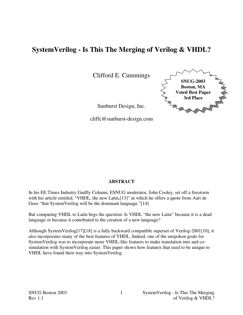 pdf) systemverilog - is this the merging of verilog & vhdl?