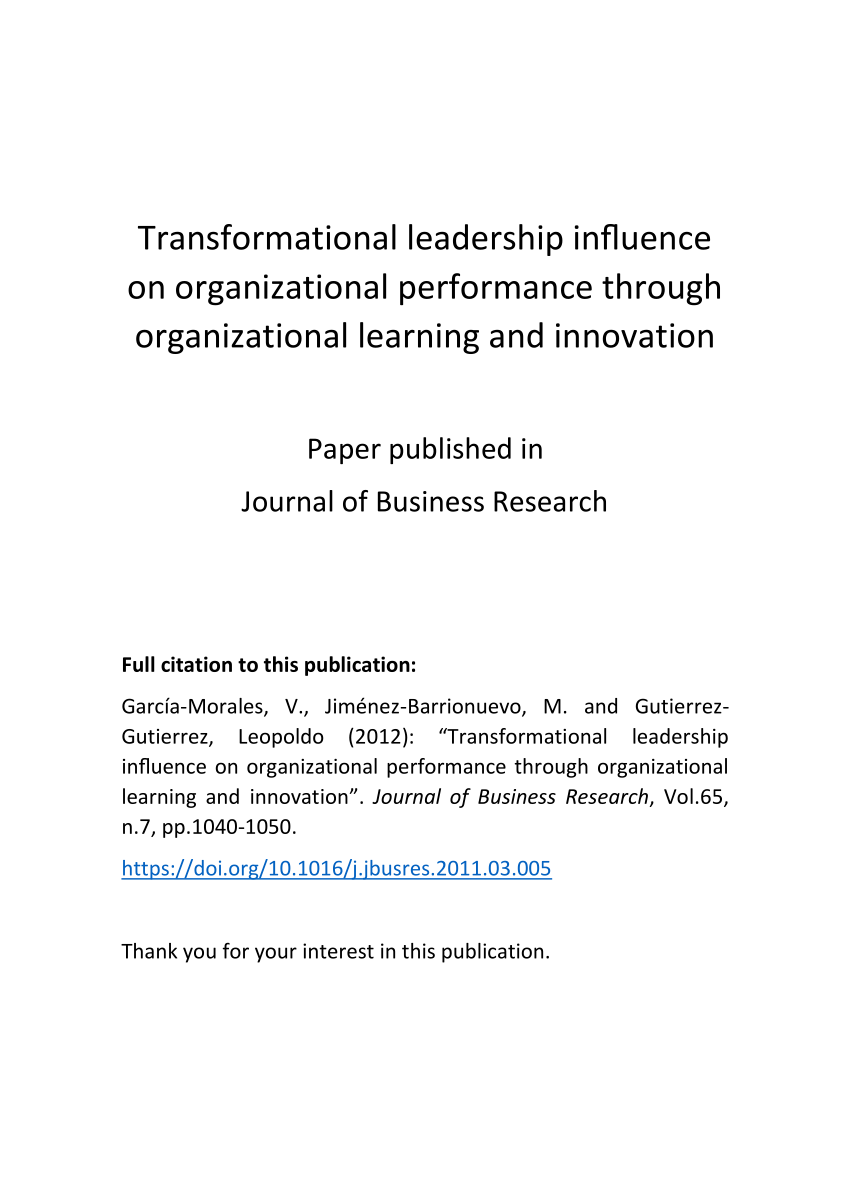 impact of leadership on organizational performance thesis pdf