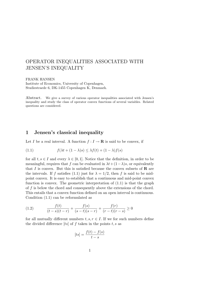 Pdf Operator Inequalities Associated With Jensen S Inequality