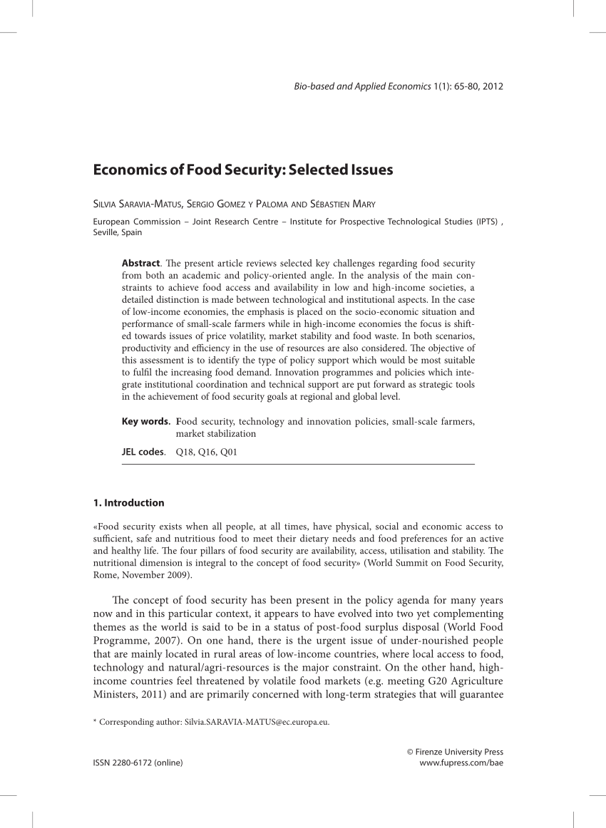 dissertation topics on food security