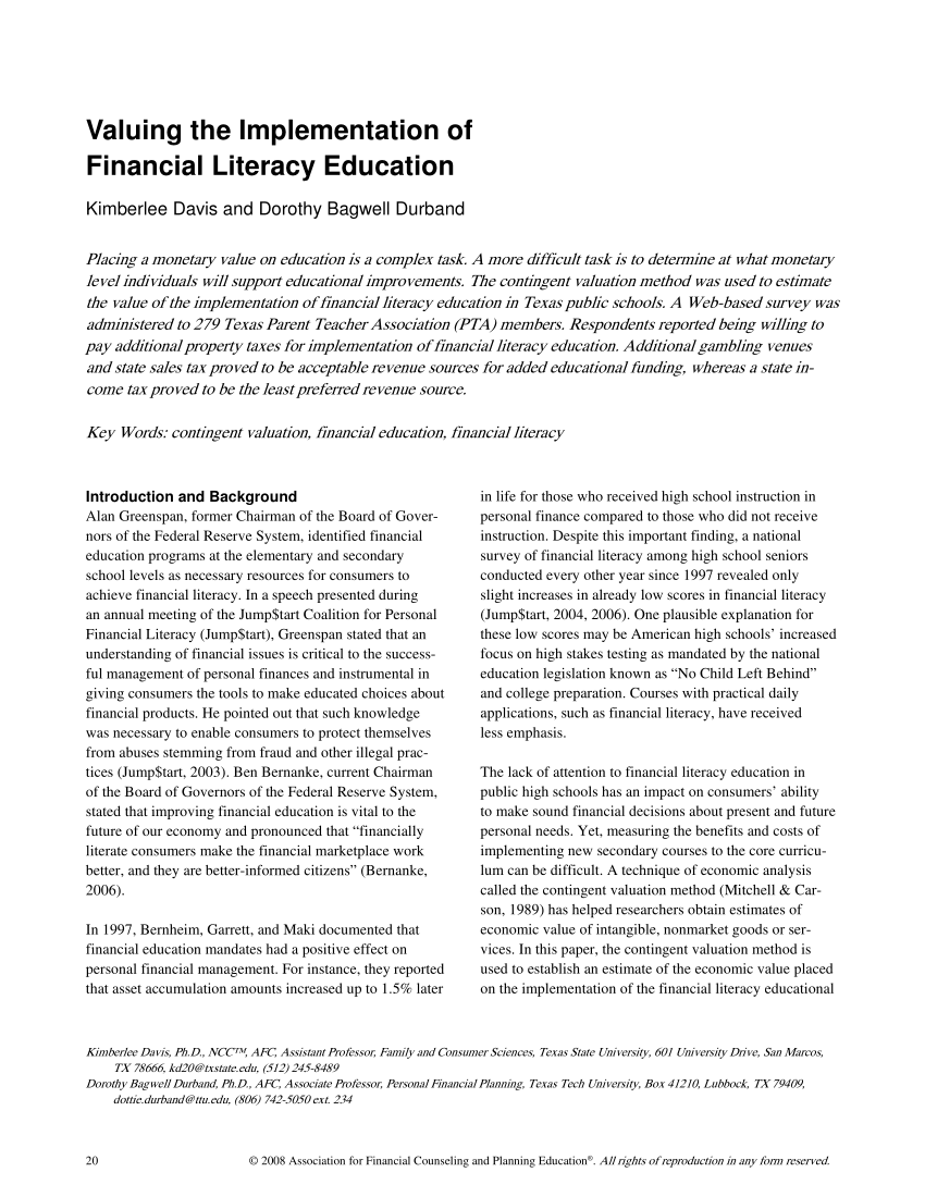 financial literacy in education process literature study