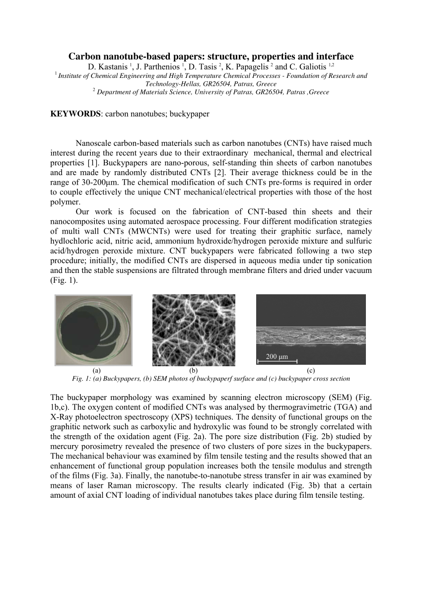 research paper on carbon nanotubes pdf