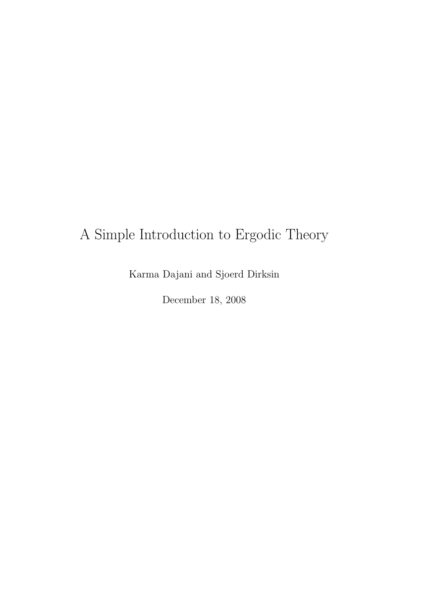 PDF) A Simple Introduction to Ergodic Theory