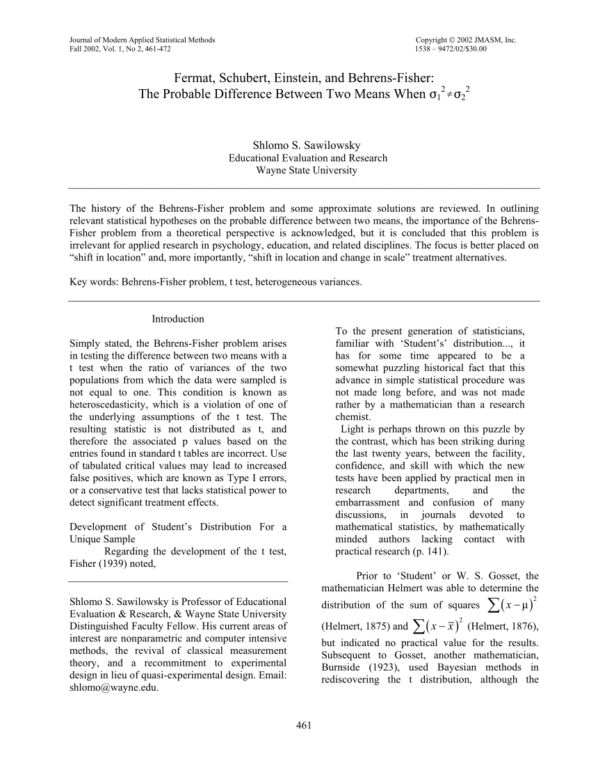 Journal of Modern Applied Statistical Methods