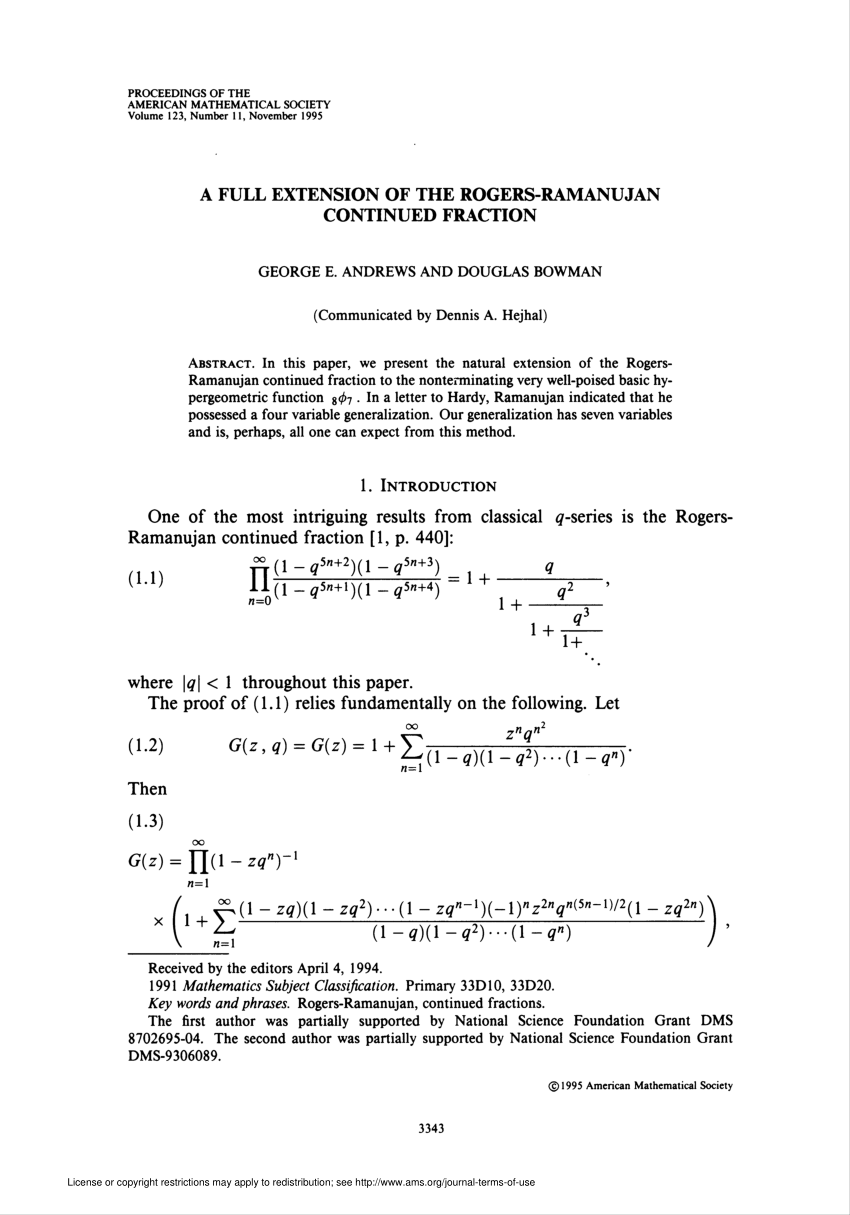 Pdf A Full Extension Of The Rogers Ramanujan Continued Fraction