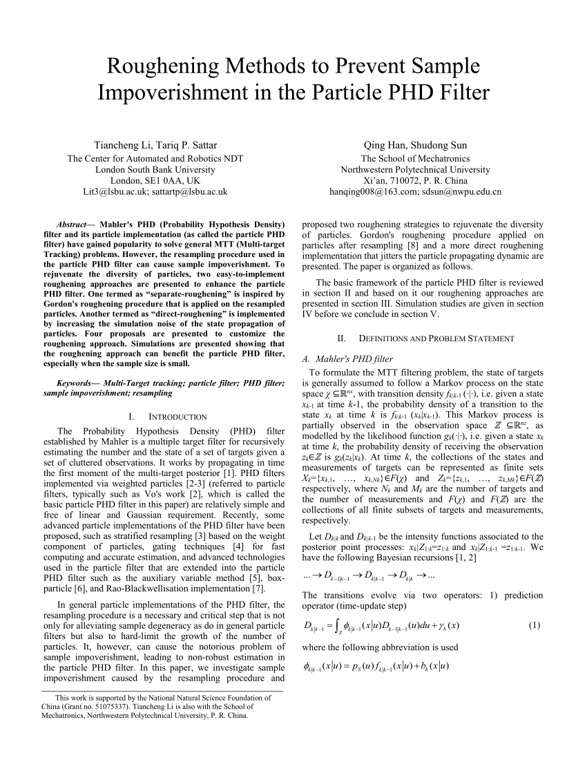 Particle filter phd thesis