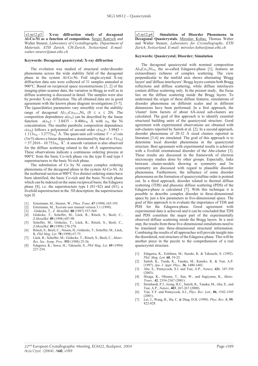 PDF) Simulation of disorder phenomena in decagonal quasicrystals
