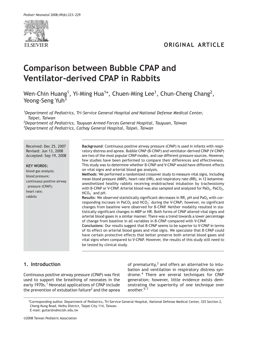 Bubble CPAP for Prevention of Chronic Lung Disease in Premature Infants