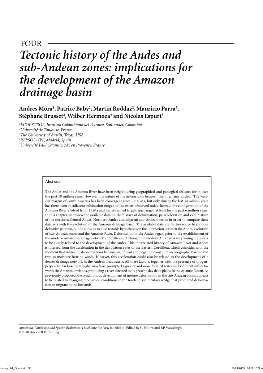 Pdf Tectonic History Of The Andes And Subandean Zones Implications For The Development Of The Amazon Drainage Basin