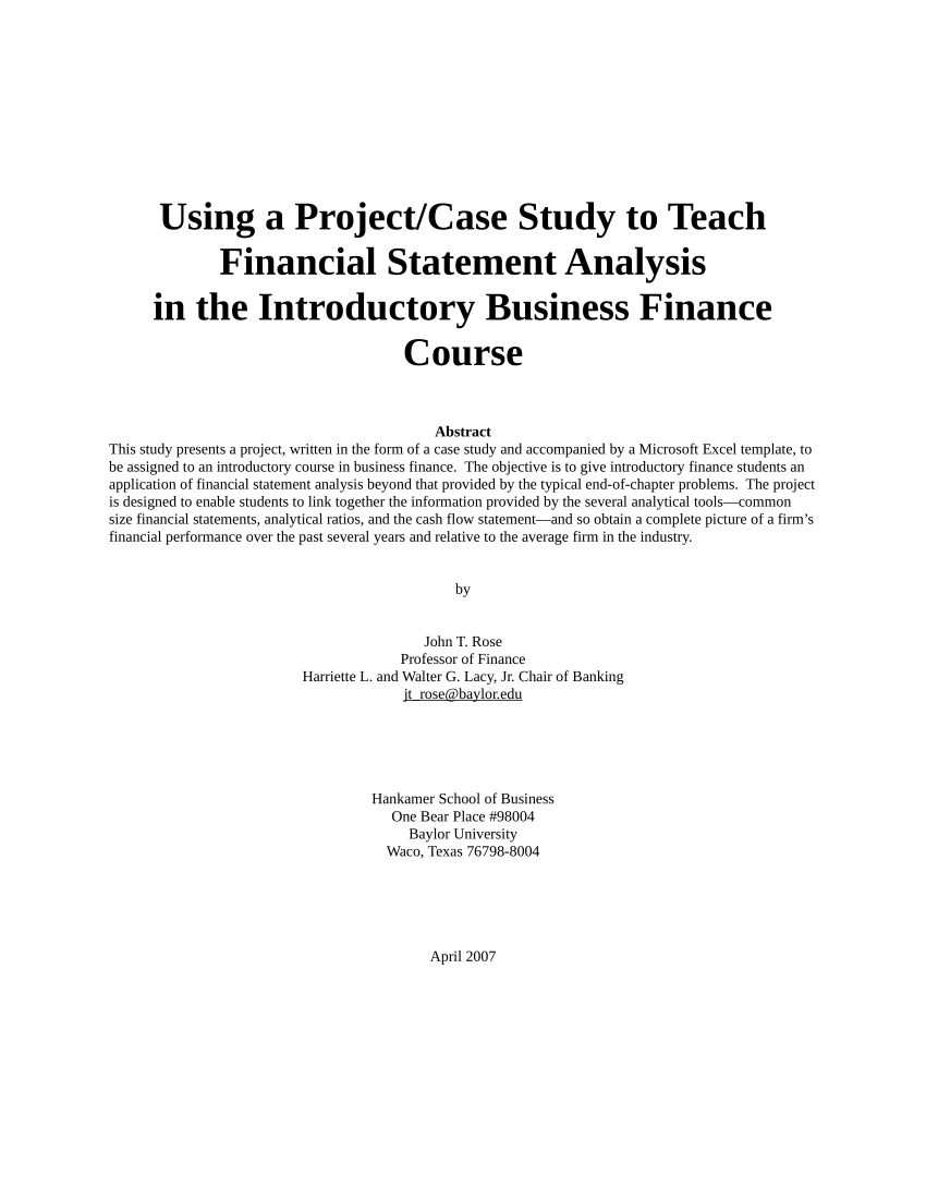 financial analysis master thesis