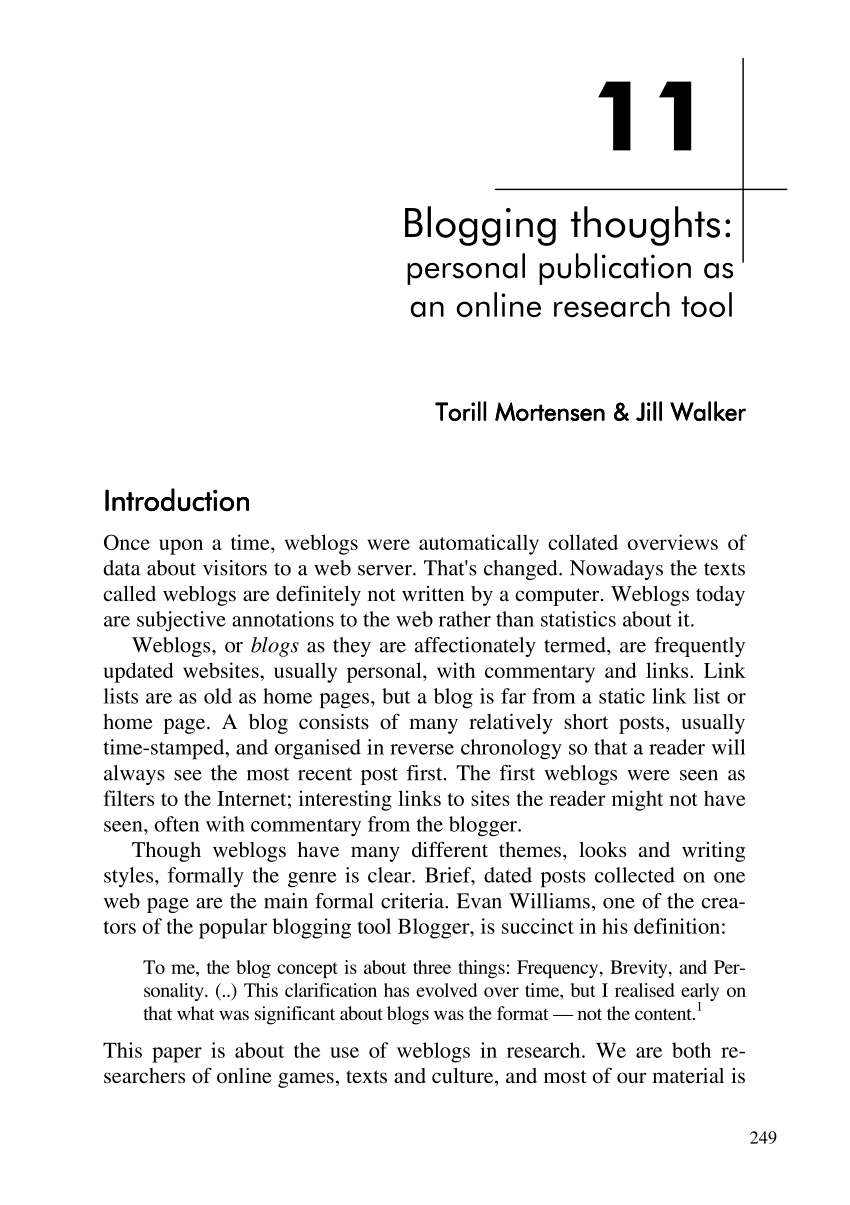 research paper about blogging sites