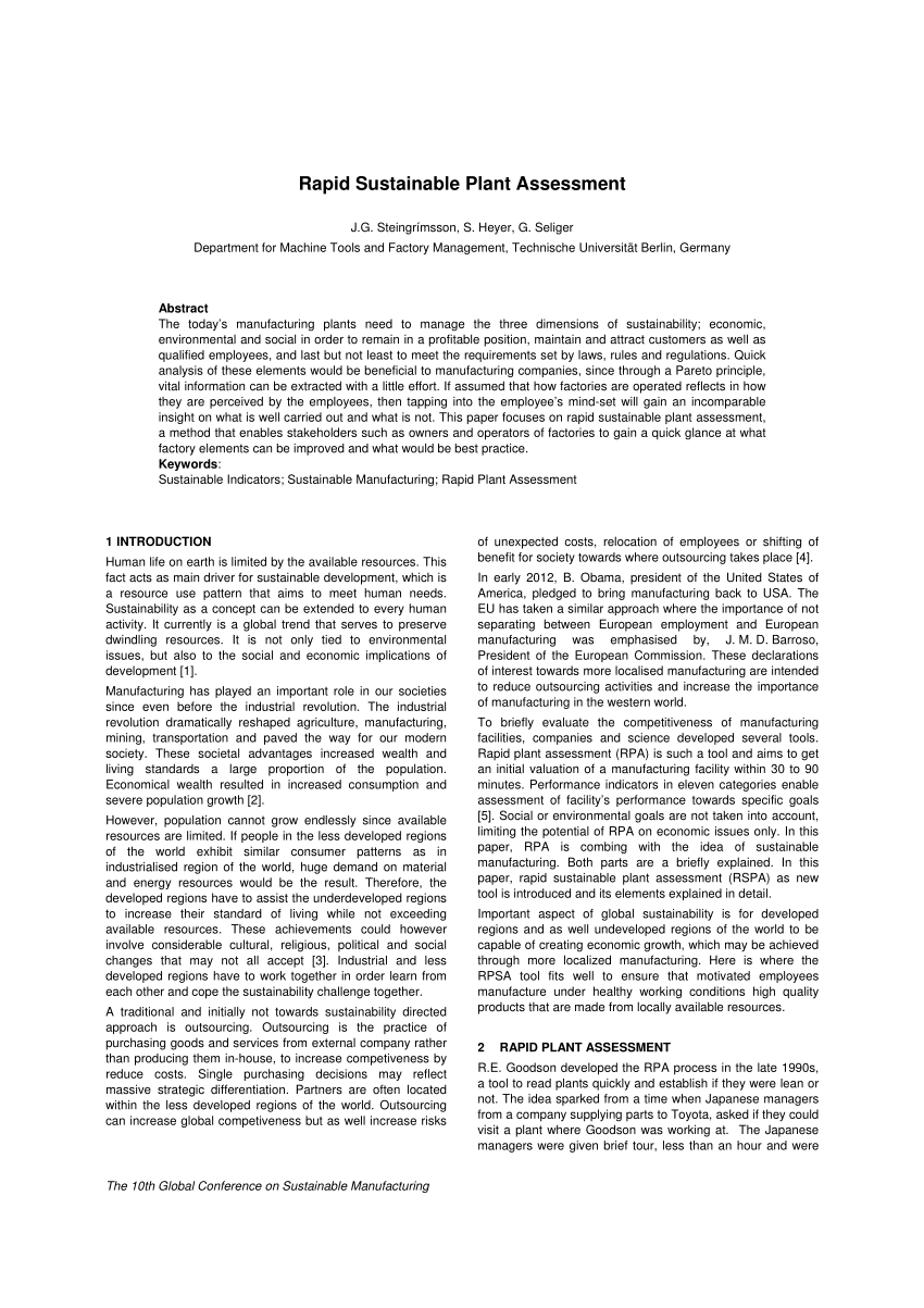 Pdf Rapid Sustainable Plant Assessment 5131