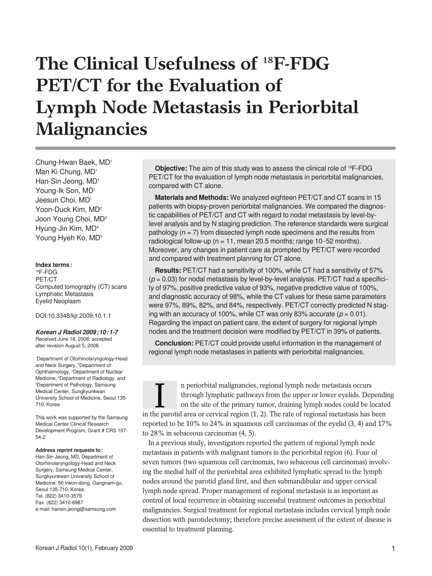 PDF) The Clinical Usefulness of 18F-FDG PET/CT for the Evaluation ...