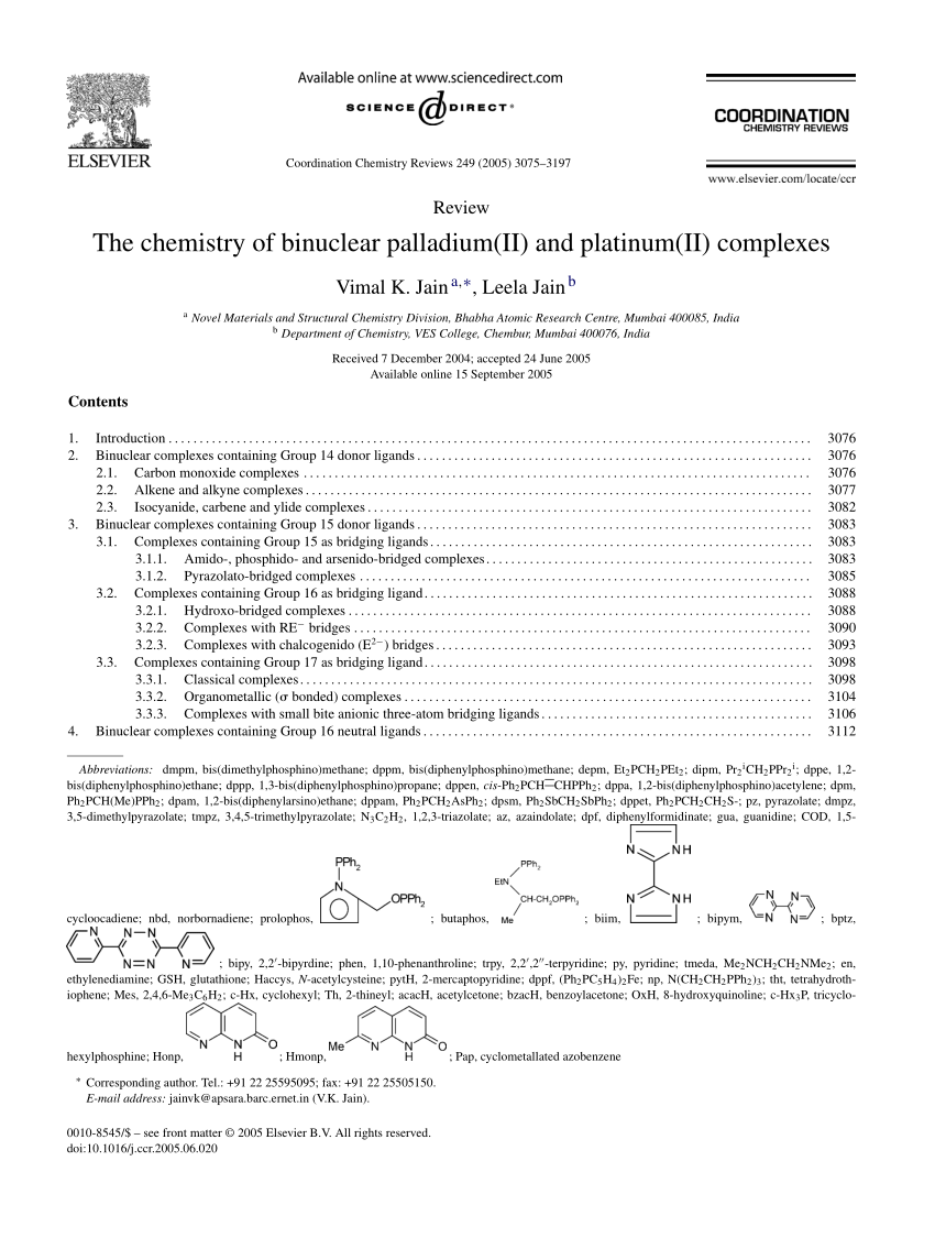 PDF) The chemistry of binuclear palladium(II) and platinum(II