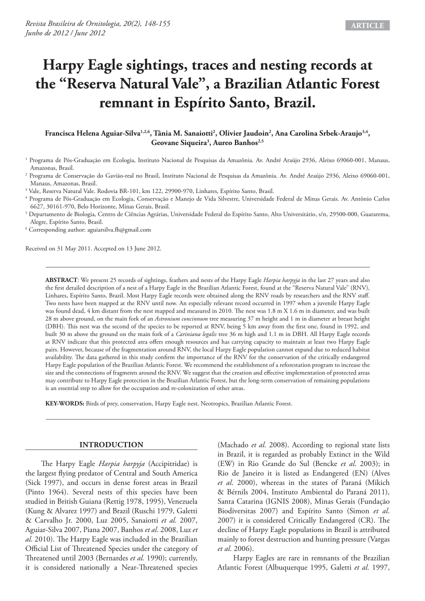 The prey of the Harpy Eagle in its last reproductive refuges in the  Atlantic Forest