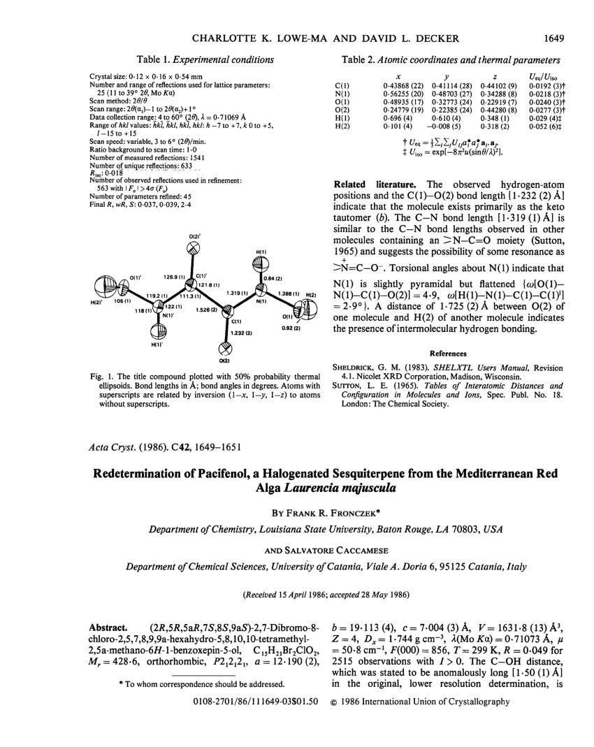 Pdf Redetermination Of Pacifenol A Halogenated Sesquiterpene From The Mediterranean Red Alga Laurencia Majuscula