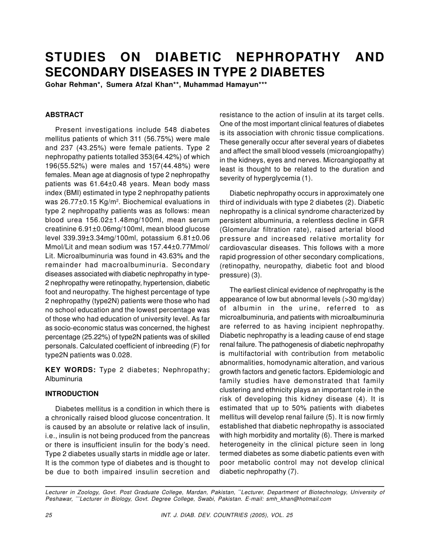 (PDF) Studies on Diabetic Nephropathy and Secondary Diseases In Type 2 ...