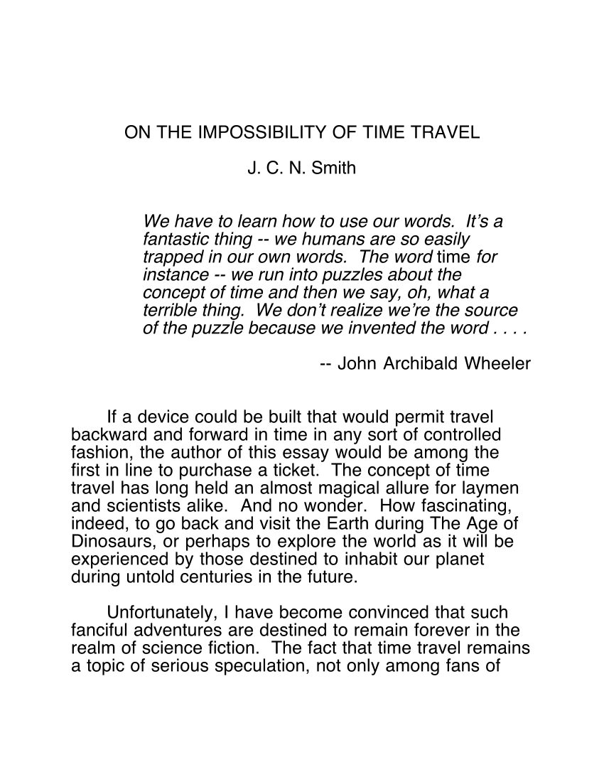 short essay on time travel