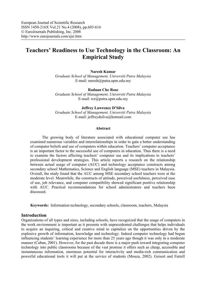 technology in the classroom thesis statement