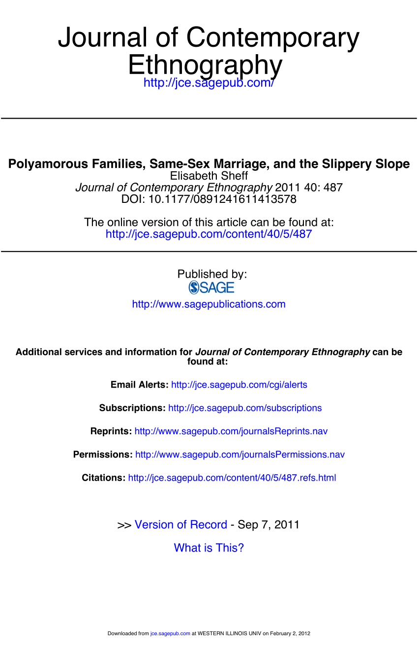 Pdf Polyamorous Families Same Sex Marriage And The Slippery Slope