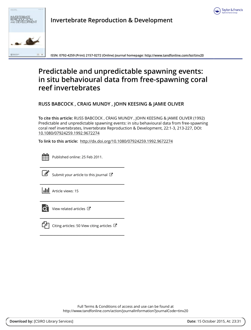 (PDF) Predictable and unpredictable spawning events: In situ