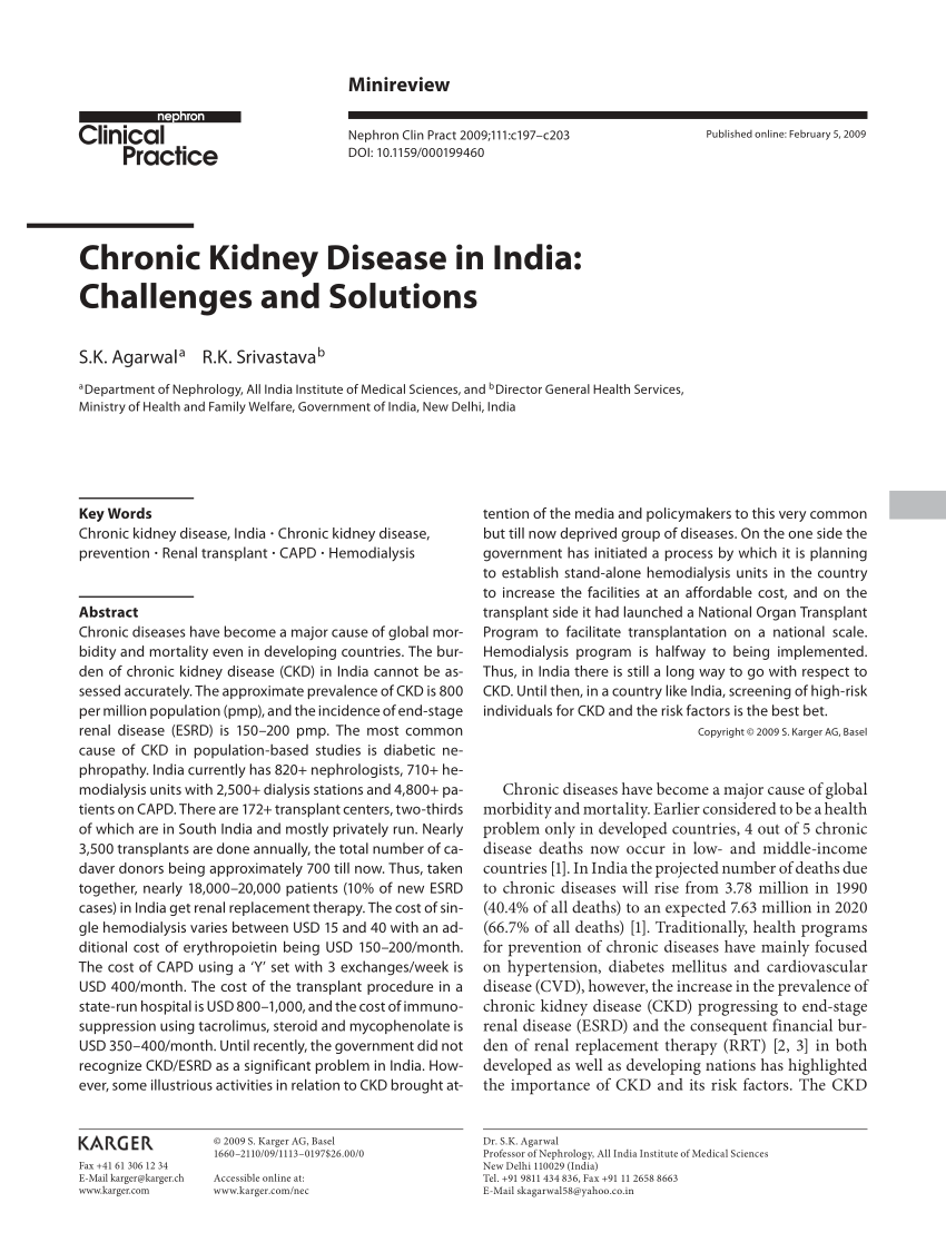 Pdf Chronic Kidney Disease In India Challenges And Solutions