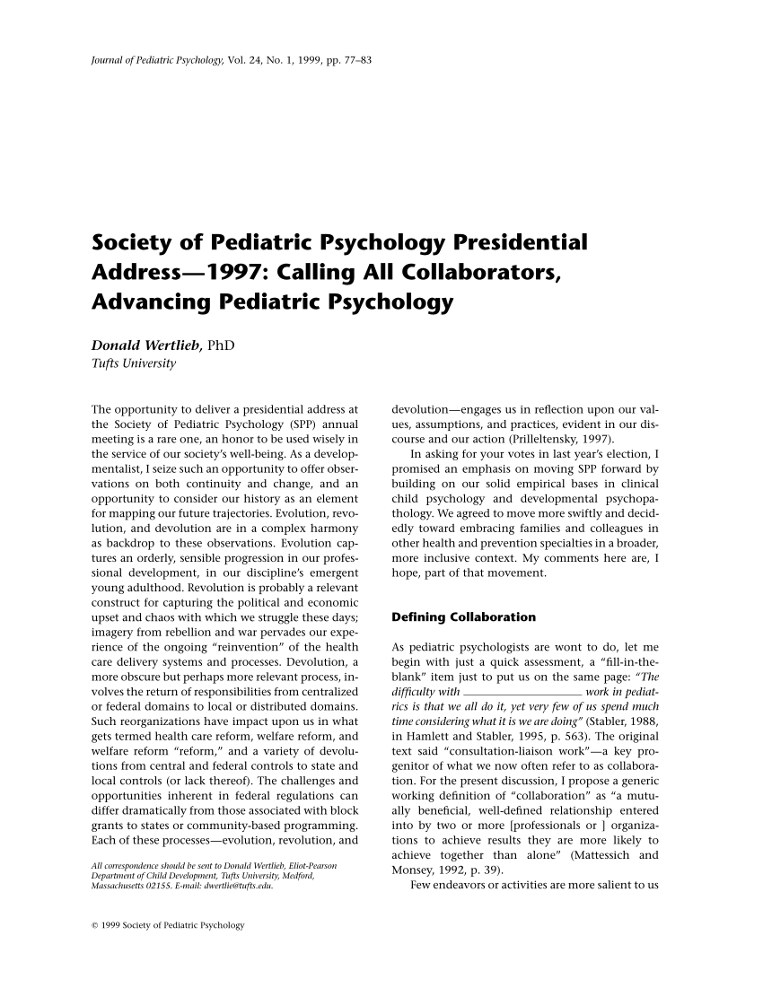 pediatric psychology research articles