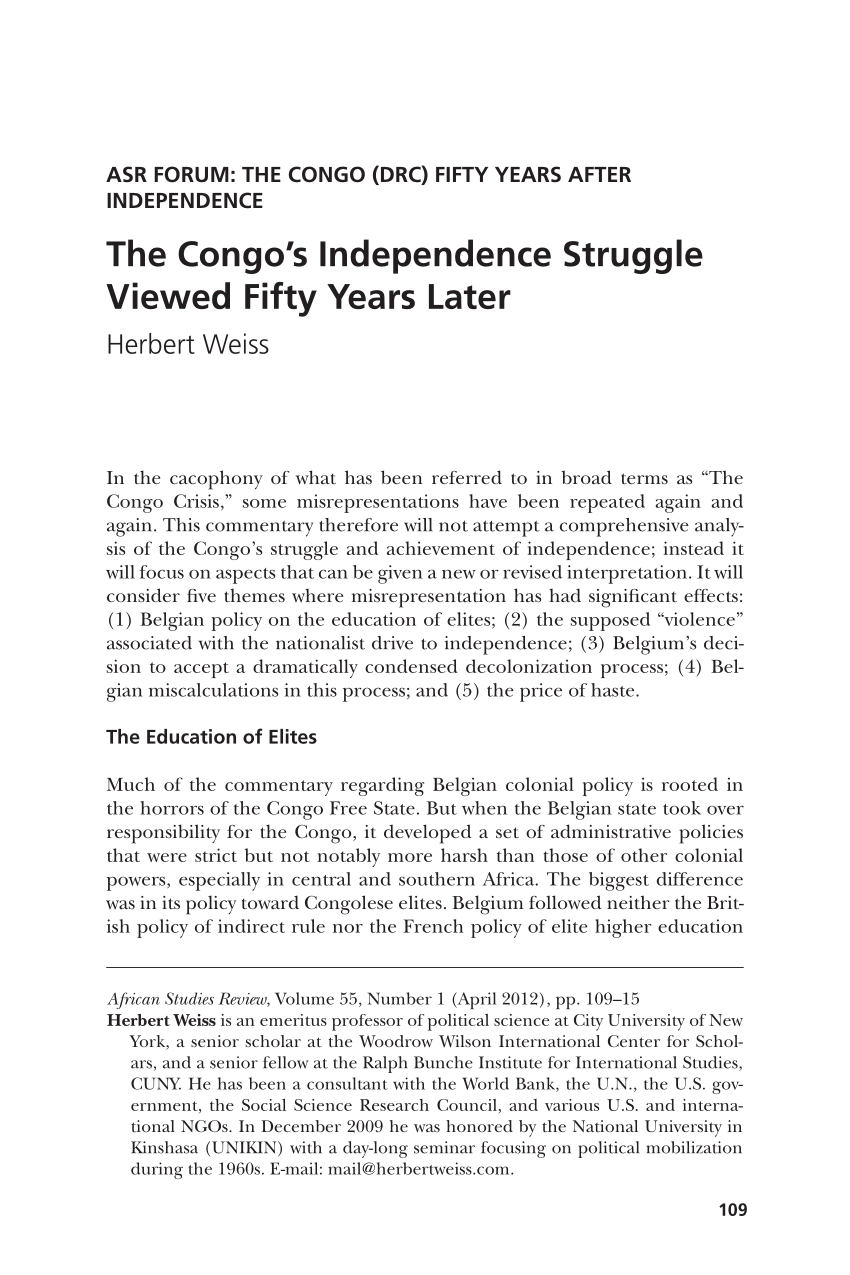 history essay about congo