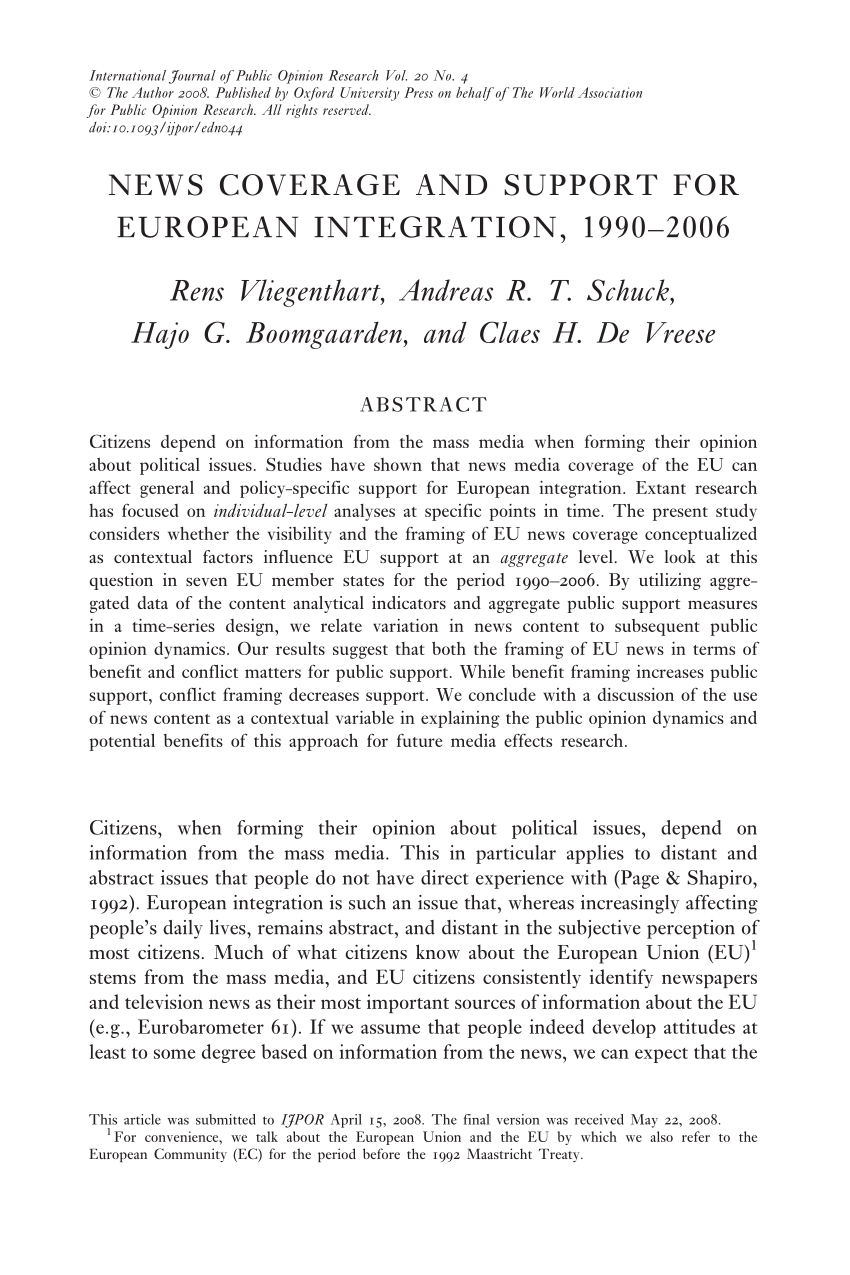 Gum Kano Bløde PDF) News Coverage and Support for European Integration, 1990–2006