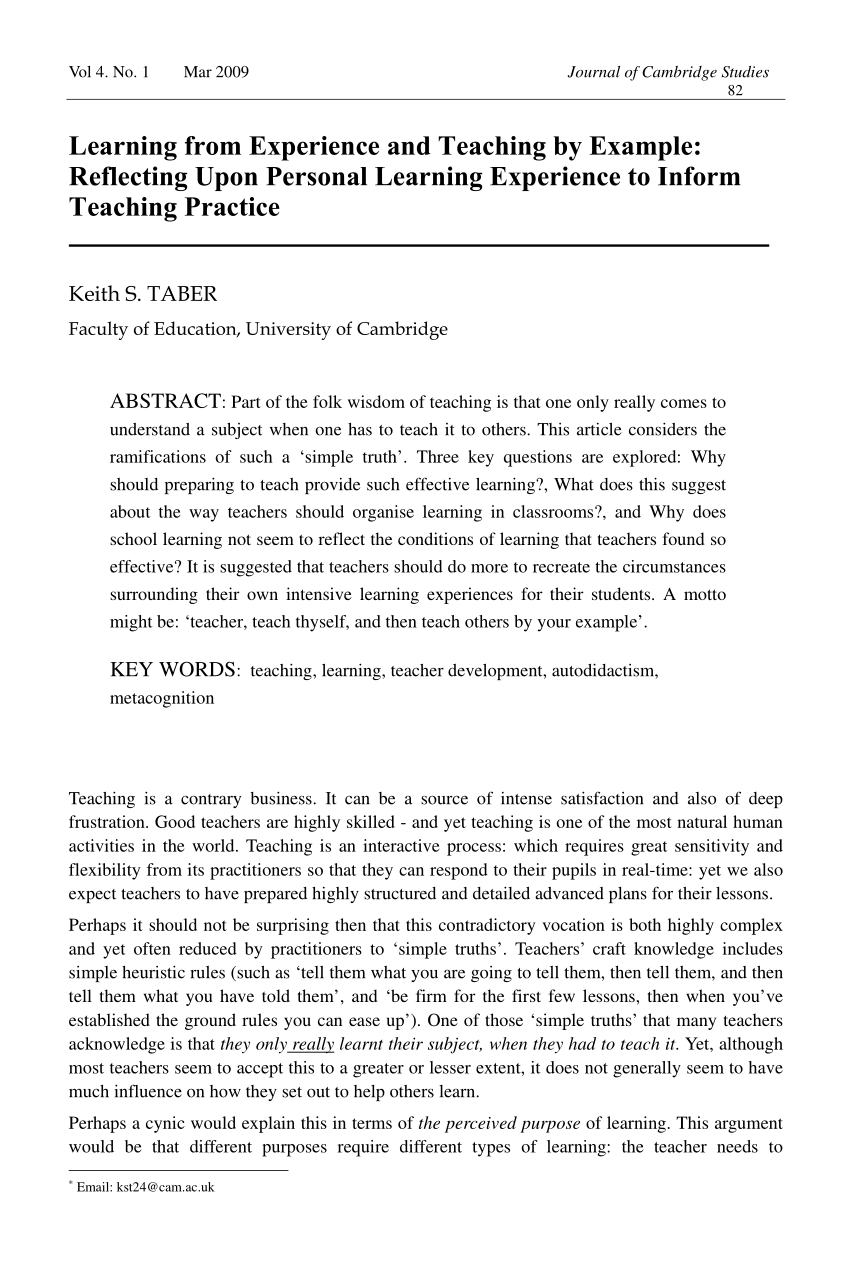 a learning experience essay