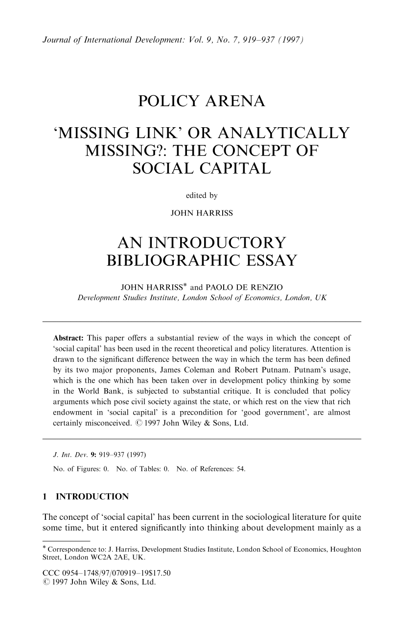 Social capital essay