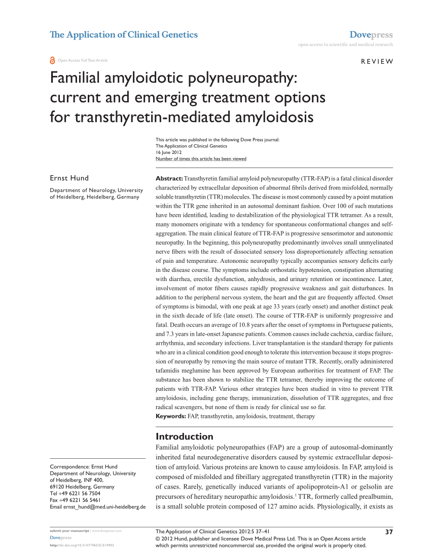 Pdf Familial Amyloidotic Polyneuropathy Current And Emerging Treatment Options For 0128