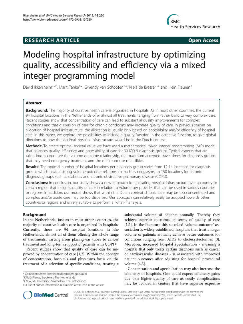 PDF) Modeling hospital infrastructure by optimizing quality ...