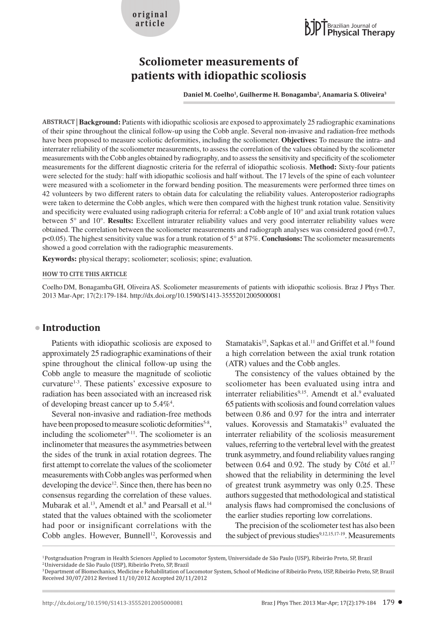 (PDF) Scoliometer measurements of patients with idiopathic scoliosis