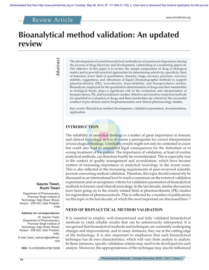 Pdf Bioanalytical Method Validation An Updated Review