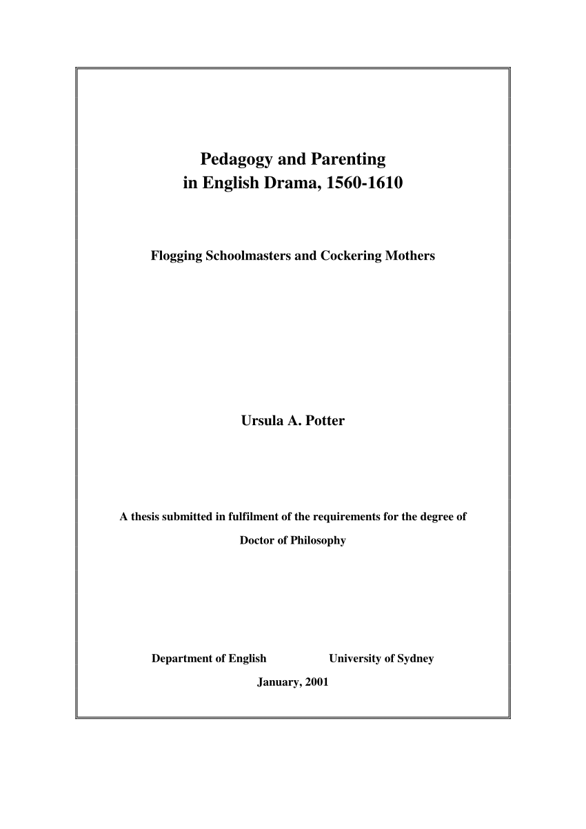 PDF) Pedagogy and Parenting in English Drama, 1560-1610 Flogging ...
