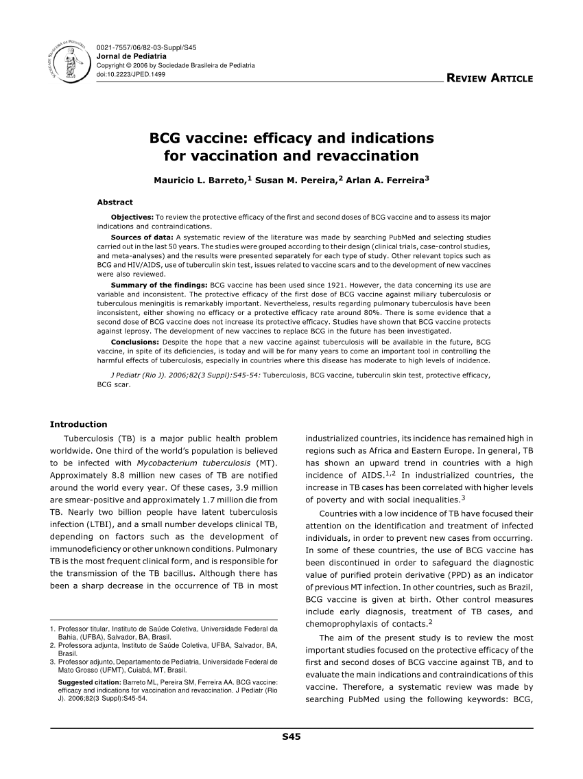 Pdf Vacina g Eficacia E Indicacoes Da Vacinacao E Da Revacinacao