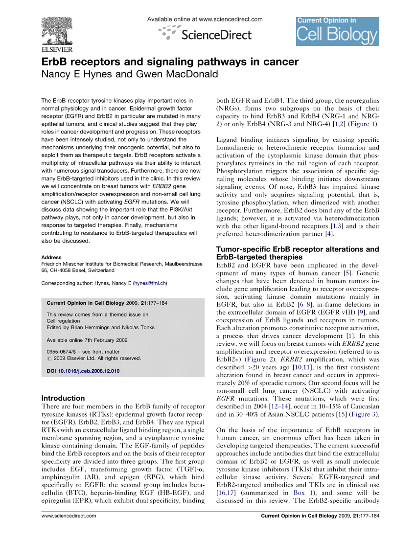 (PDF) Hynes NE, MacDonald G.. ErbB receptors and signaling pathways in