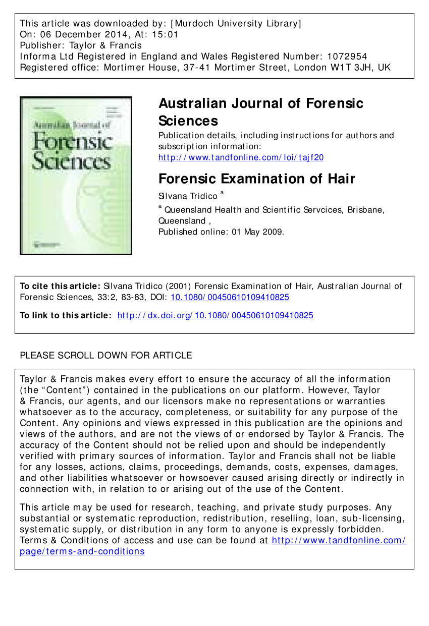 PDF) Forensic Examination of Hair