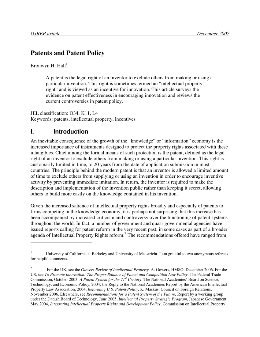 publication thesis patent