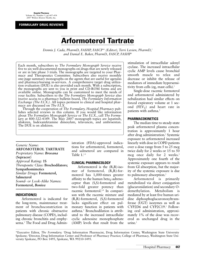 Pdf Formulary Drug Reviews Arformoterol Tartrate Learn about dosage and more. researchgate