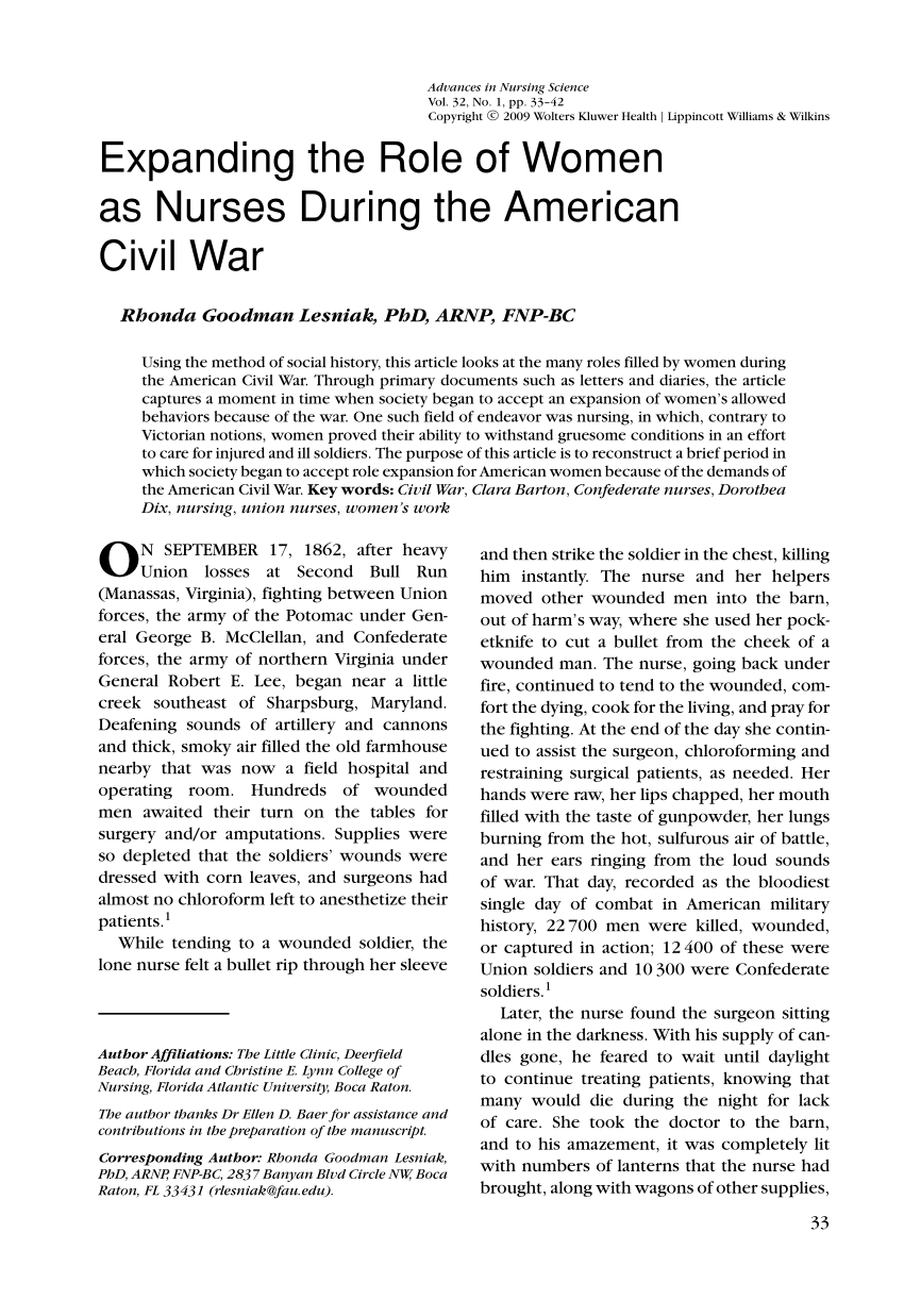 Women in the civil war research paper