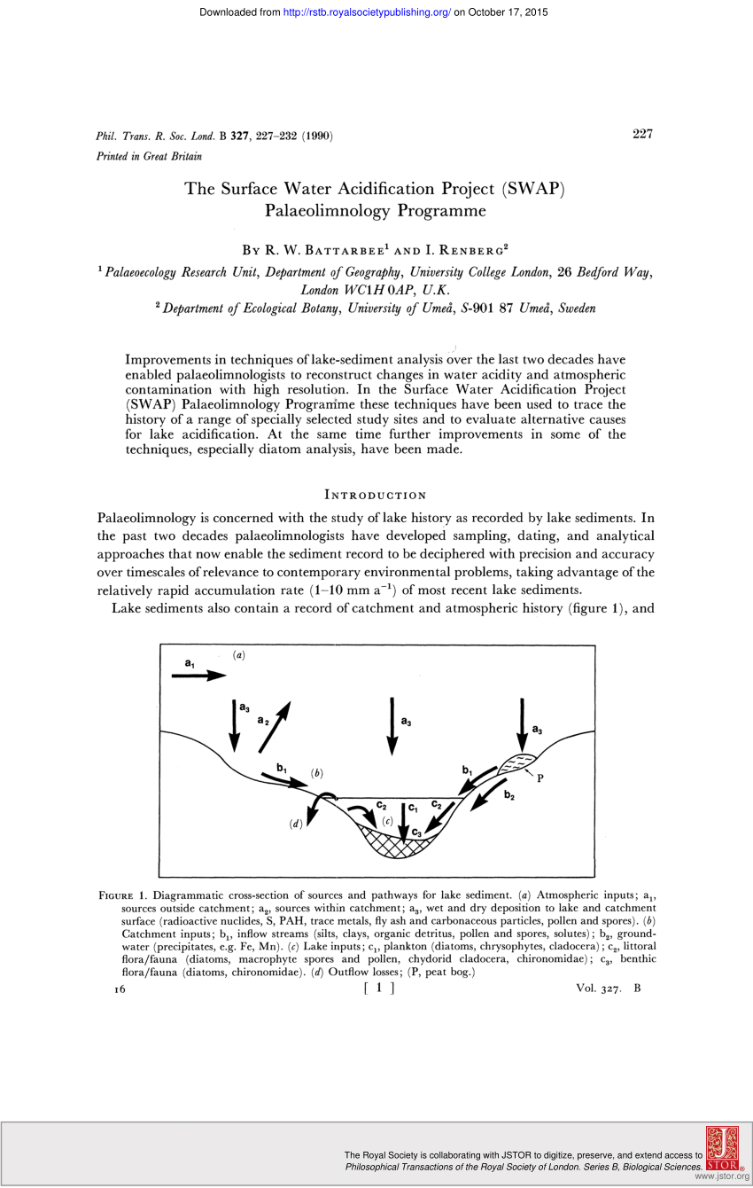 Pdf The Surface Water Acidification Project Swap - 