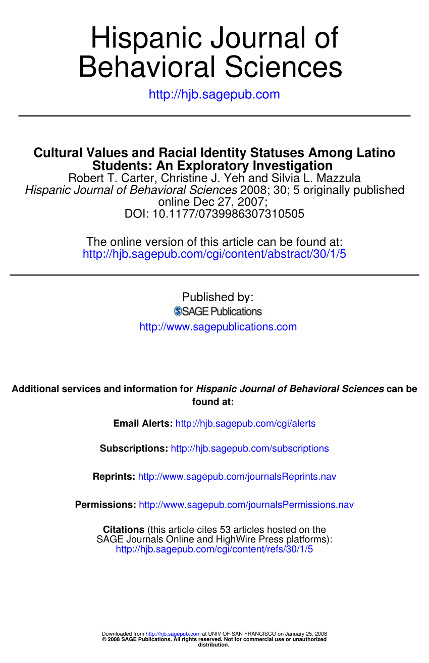 Pdf Cultural Values And Racial Identity Statuses Among - 