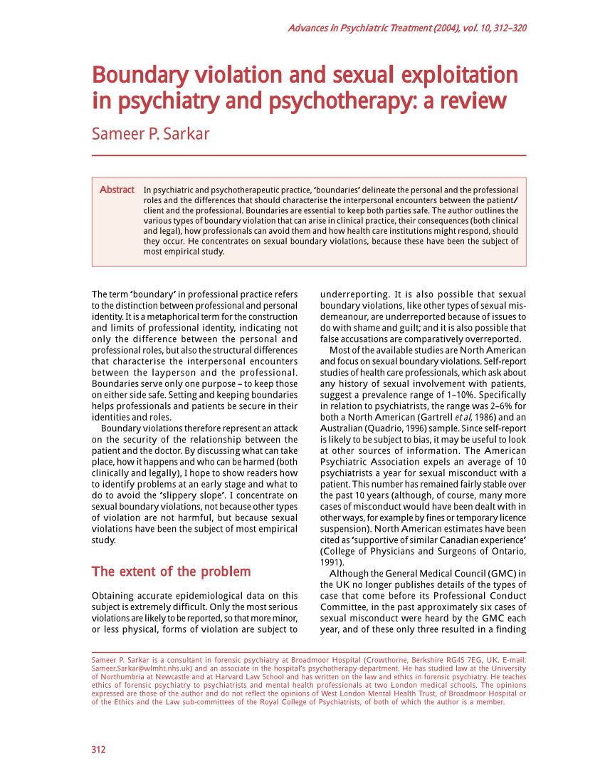 PDF) Boundary violations and departments of psychiatry
