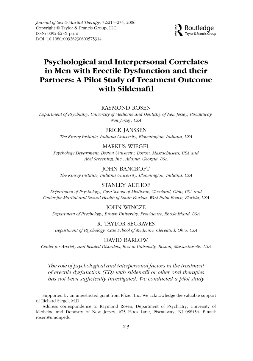 PDF Psychological and interpersonal correlates in men with