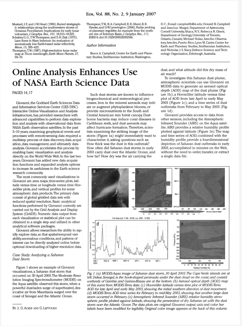 Pdf Online Analysis Enhances Use Of Nasa Earth Science Data
