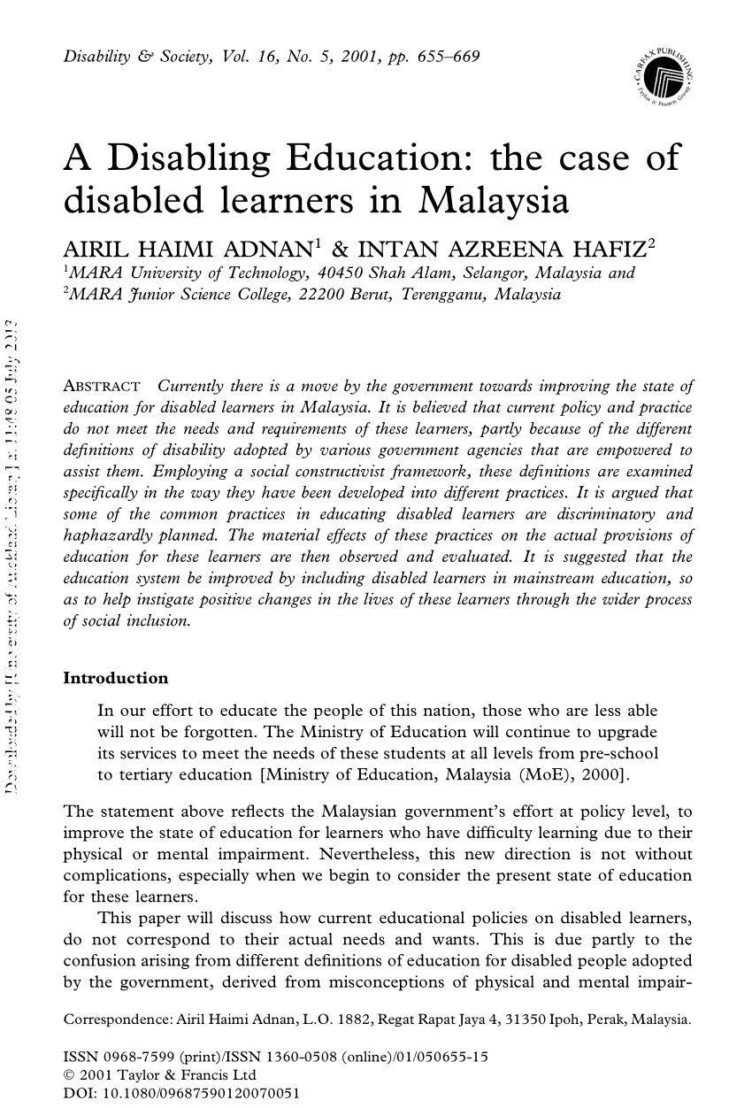 case study of disabled child